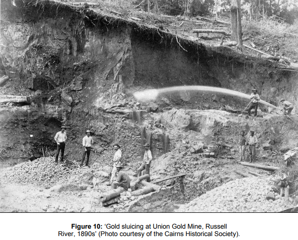 Ngadjon working at gold mine (lower right)