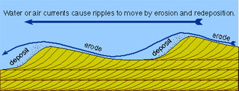 ripples showing cross bedding and stream direction