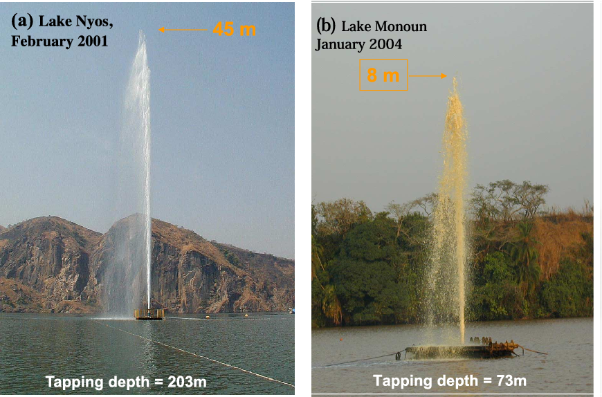 fountains produced by de-gassing